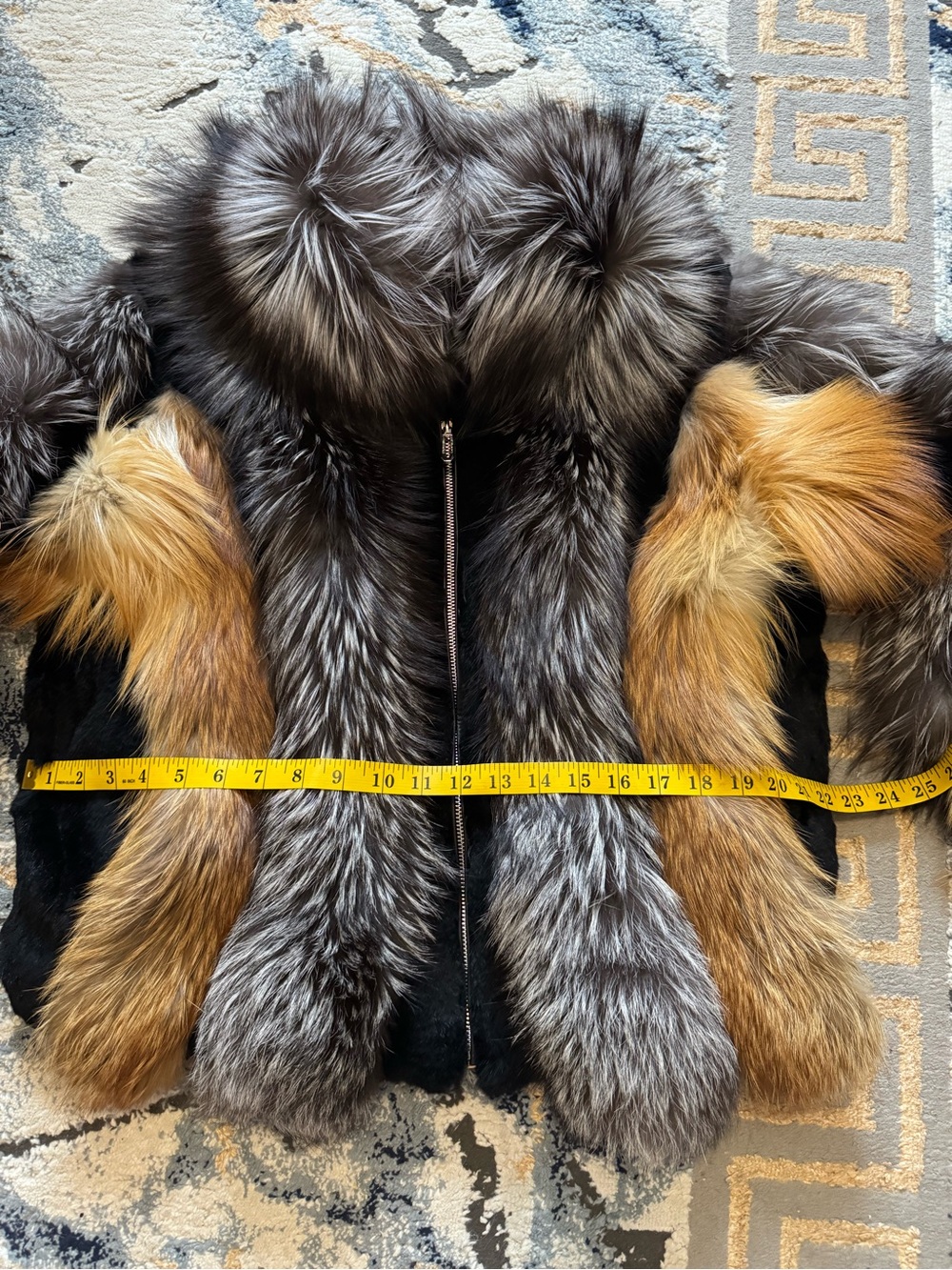 Luxury Golden silver black fox Multi-Color Fur fox Jacket  Women's Fashion Coat - Picture 16 of 17